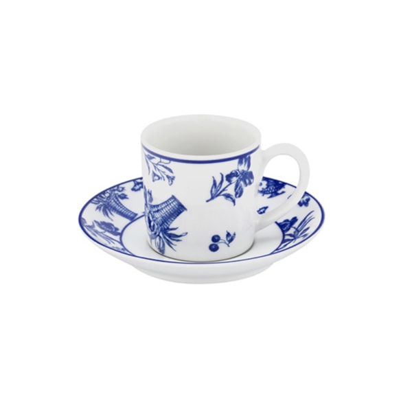 Jogo de Xícaras para Café com Pires Vista Alegre Chintz Azul 86 ml - 4 peças