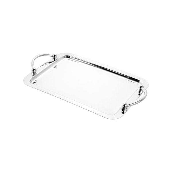 Bandeja Retangular com Alça Wolff Balls Aço Inox 28 x 22 cm