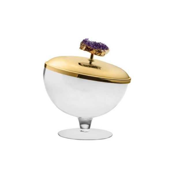 Compoteira com Pedra Druza Riva Ouro 24K