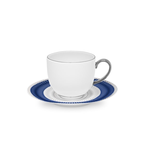 Jogo de Xícaras para Café com Pires Strauss Gold Star Azul Escuro 110 ml - 6 peças