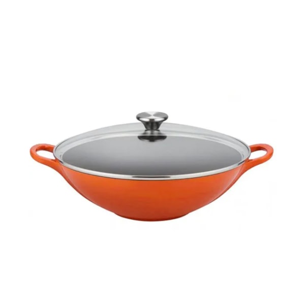 Panela Wok com Tampa Le Creuset Signature Laranja 32 cm