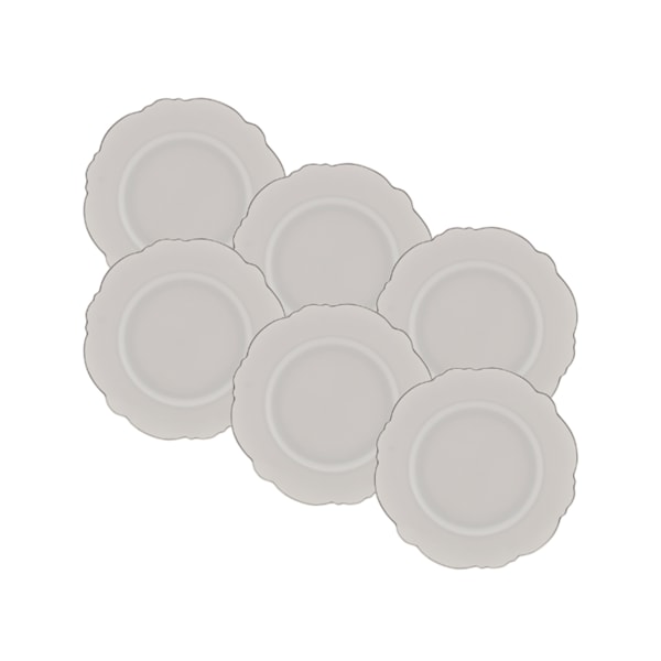 Jogo de Pratos para Sobremesa Wolff  Maldivas com Fio Prata 21 cm - 6 peças