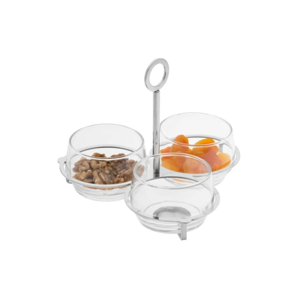 Porta Aperitivo Triplo Riva Roma Aço Inox 20 x 21,5 x 17 cm