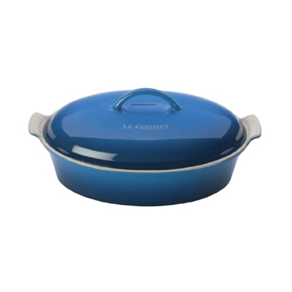 Travessa Oval com Tampa Le Creuset Heritage Azure Blue 36 cm