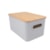Cesta Retangular com Tampa L'Hermitage Closet Cinza 27,3 x 18,1 x 13,4 cm