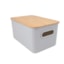 Cesta Retangular com Tampa L'Hermitage Closet Cinza 27,3 x 18,1 x 13,4 cm