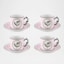 Jogo de Xícaras para Chá com Pires Vista Alegre Herbariae Pink 220 ml - 4 peças
