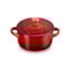 Mini Cocotte Le Creuset Holly Vermelha com Pegador Dourado 10 cm