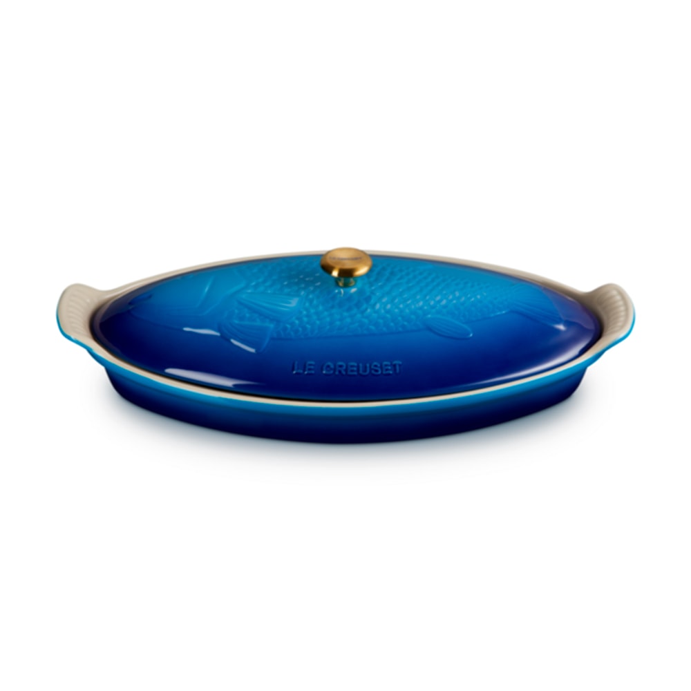 Travessa com Tampa Le Creuset Heritage para Peixe Azure Blue 34 cm