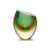 Vaso Gota Baixa Diagonal Bicolor Nº 4 Cristais Cá d'oro Verde e Âmbar 19 cm